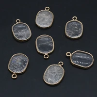 wholesale natural stone pendants gold plated clear quartzs for jewelry making diy women necklace earring accessories