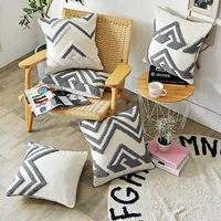 grey cushion cover 30x50cm45x45cm pillow cover cotton embroidery morroccan style zigzag for home decoratio living room bed room