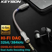 keysion usb type c to 3 5mm dsd128 hi fi dual audio chip decoder headphone amplifier adapter dac for android phone window 10 mac