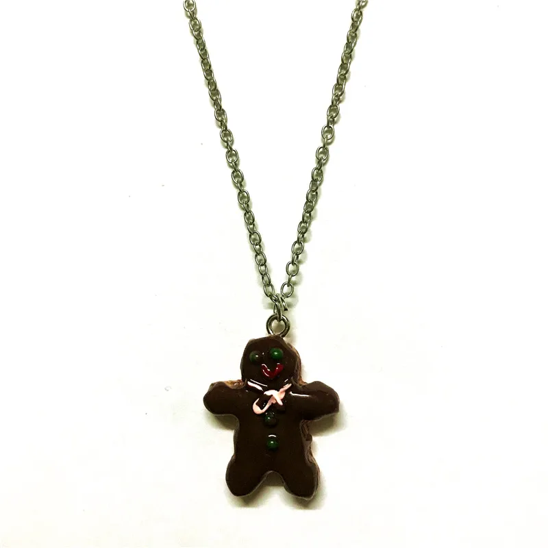 Кавайное ожерелье из смолы с имбирным хлебом чокер печеньем цепочка кулоном