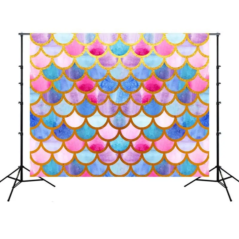 

Cartoon Mermaid Fish Scales Pearl Wall Portrait Scene Baby Photography Backdrop Photographic Background For Photo Studio