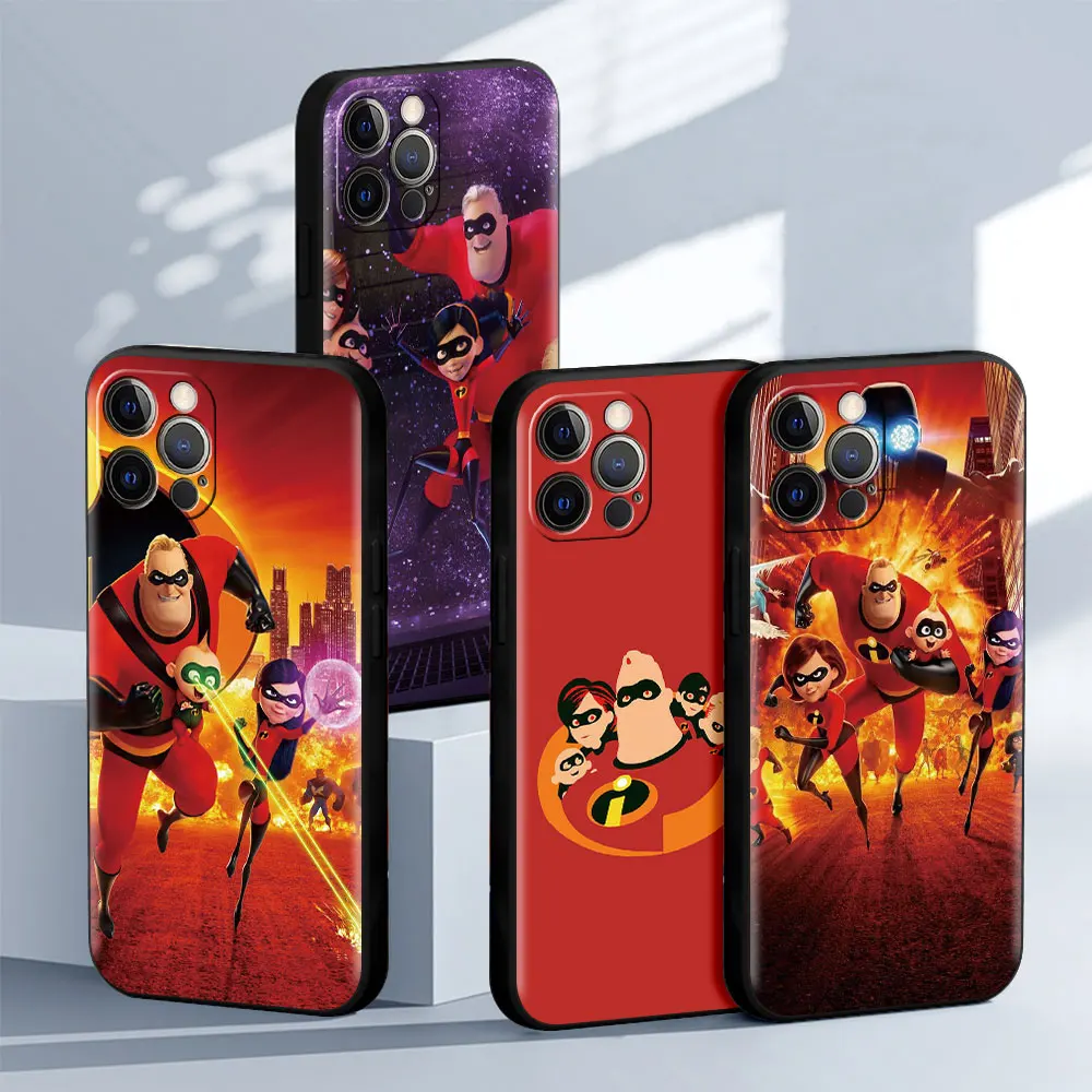 

Disney The Incredibles Case for Apple iPhone 13 11 12 Pro Max 7 8 XR X Luxury Cases Cover Black Soft Coque Shell Silicon Housing
