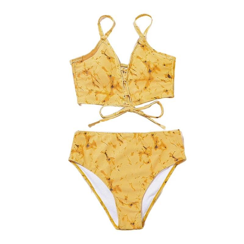 

Купальник-бикини с принтом и завышенной талией