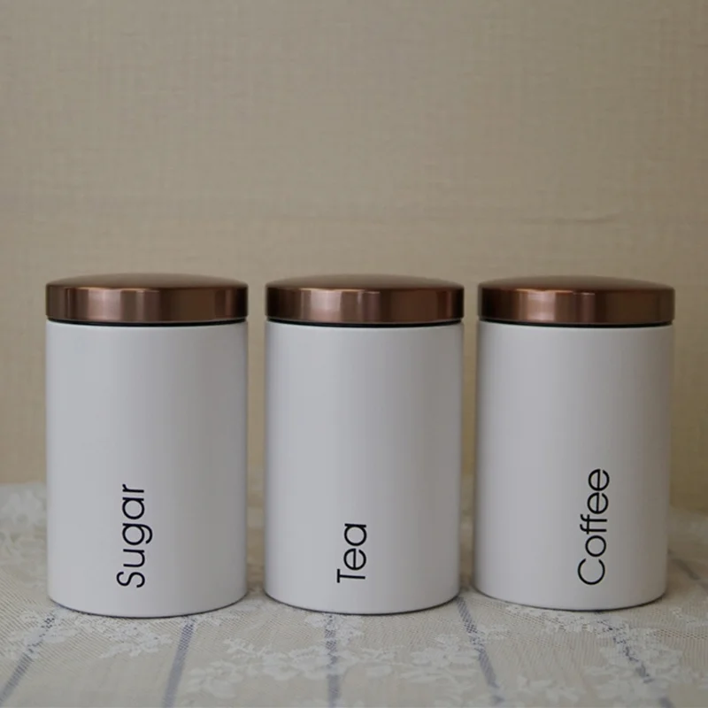 

NEW 3PCS Retro Tea Coffee Sugar Canister Kitchen Storage Jars Tins Tight Sealing Metal Food Storage Tin Organization Canister
