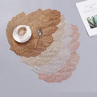 46pcs gold silvery leaves placemats kitchen pvc mats for dining tables drink coasters set coffee cup pad hotel restaurant gift