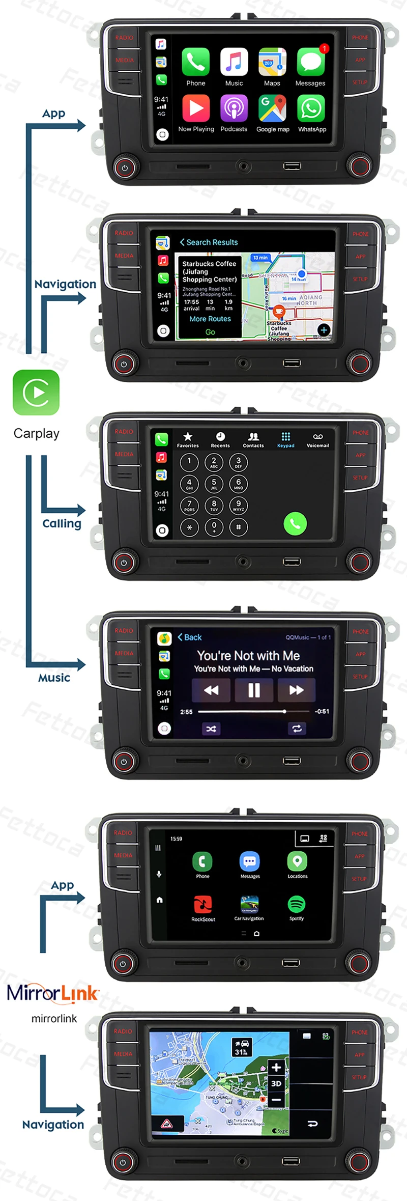 RCD330 плюс Android Авто CarPlay RCD330 6," MIB Noname Автомагнитола 187B для Golf 5 Jetta MK5 MK6 CC Tiguan Passat B6 B7 Polo