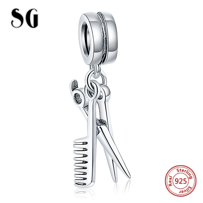 Hot Sterling Silver Scissors&Comb Charm Beads Pendant Fit Authentic Pandora Charms Bracelet 925 Original Jewelry Berloque|beads pendant|authentic