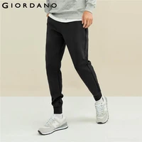 giordano men joggers interlock zippered pockets pants strechy elastic wasitband drawstring soild color trousers 01111852