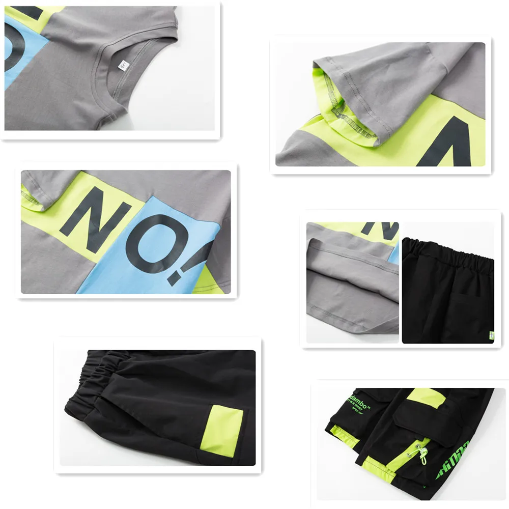 

Children Clothes Boy Clothing Set 2020 New Fashion O-neck Short Sleeve Two Pieces Suits Patchwork Letter Sport Suit High Quality