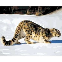 selilali leopard in snow oil paint by numbers for kids handmade 60x75cm diy framed acrylic paint draw on canvas home decors