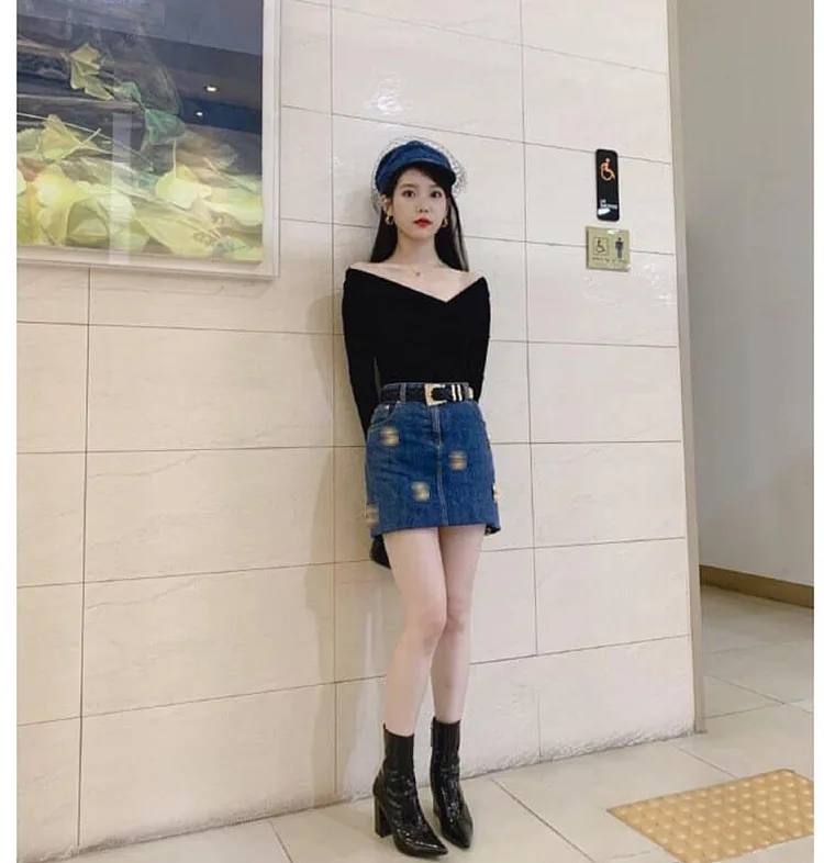 Kpop IU Lee Ji Eun новая уличная мода синие джинсовые куртки с длинным рукавом Короткое