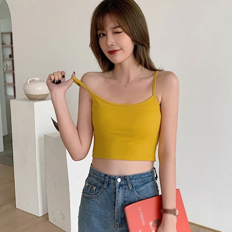 

Fashion Women Sexy Crop Tops Solid Color Camis Women Casual Tank Tops Vest Sleeveless Crop Tops ,