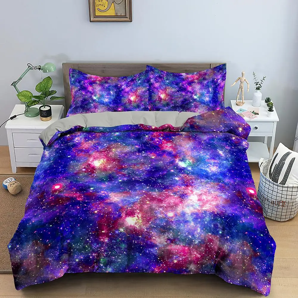 

Colorful Starry Night Duvet Cover Set Bedding Sets with Pillow Covers Double Single Full Twin King Queen Size Bedding Sets