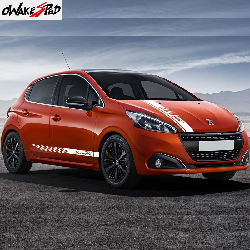 Спортивная наклейка для автомобильной двери боковые полосы на юбку Peugeot 208 2020 2021 GT