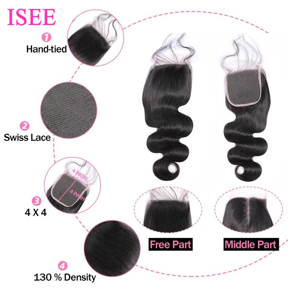 Волосы ISEE перуанские человеческие волнистые пучки волос 100% Реми наращивание