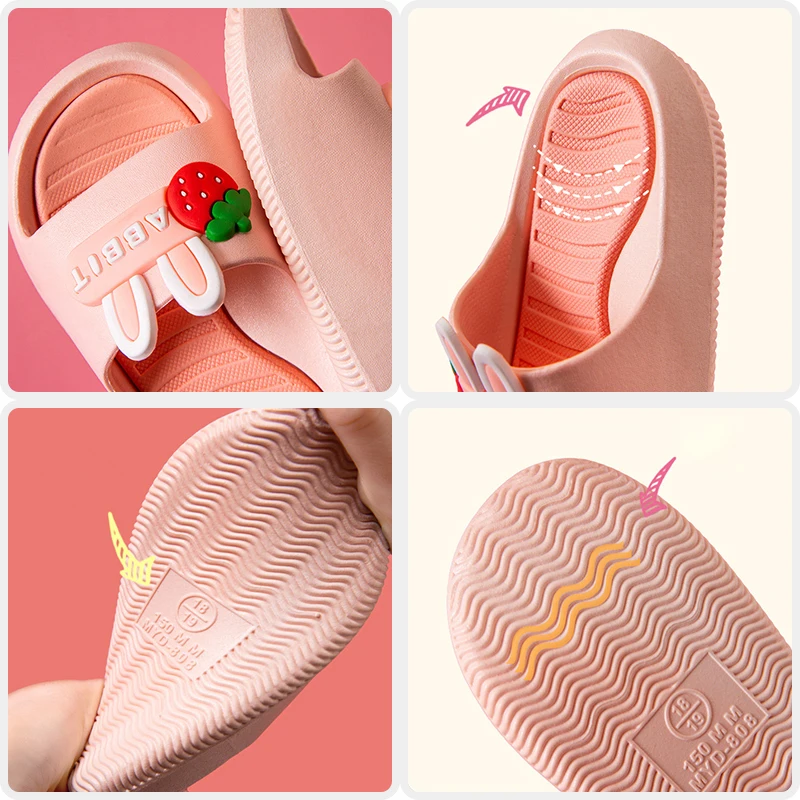 

2021 Summer Children Slippers Baby Girls Cute Indoor Home Shoes Waterproof Flip Flops Non-slip Bathroom PVC Slippers Kids Slides