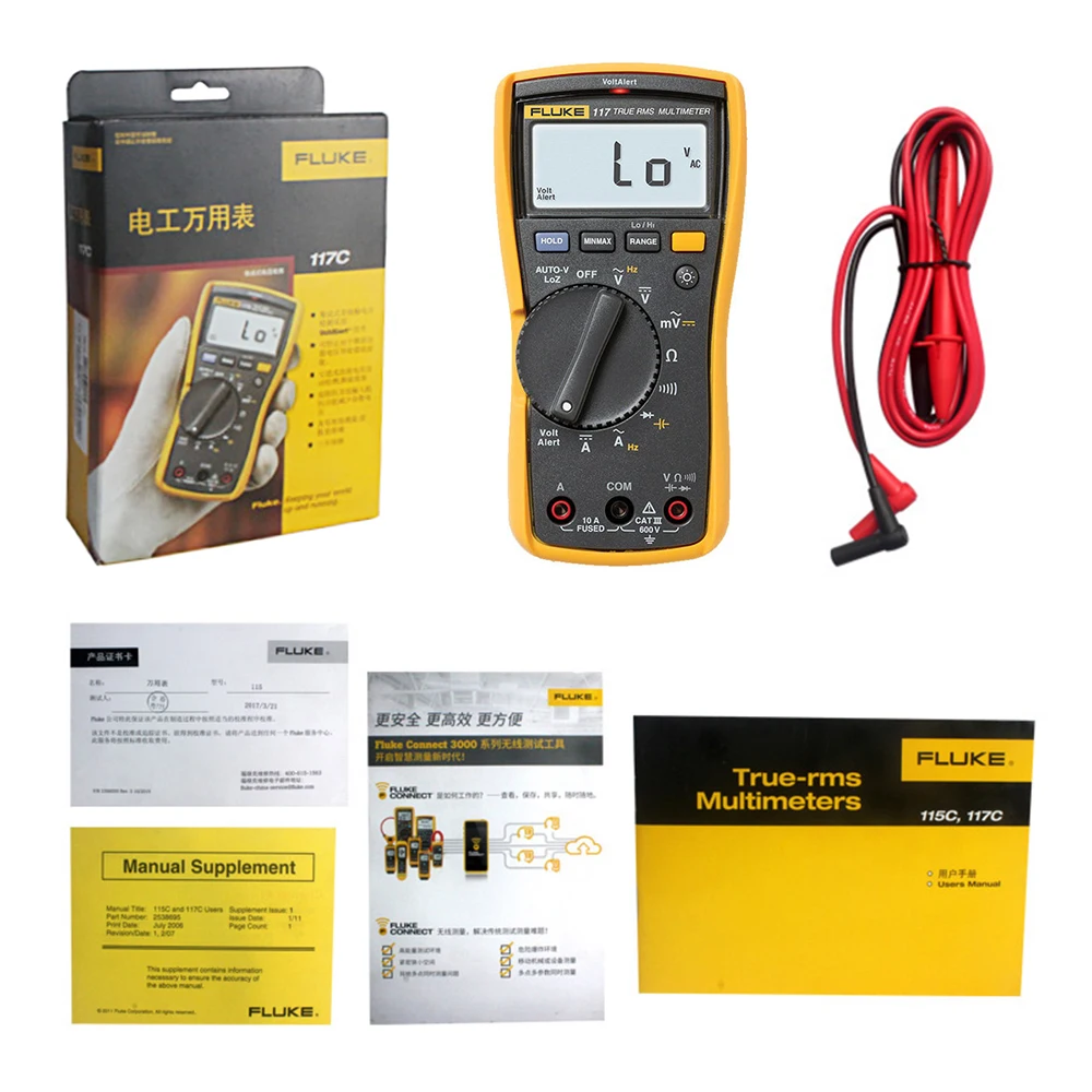Free Shipping Fluke 117C HAVC VoltAlert Backlight Multimeter 117 True RMS Инструменты