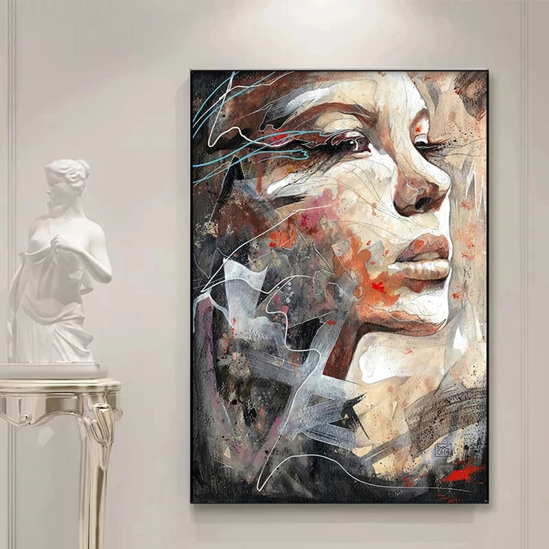 

Female Portrait Abstract Posters and Prints Watercolor Girl Wall Art Canvas Painting on The Wall Home Decor Frameless
