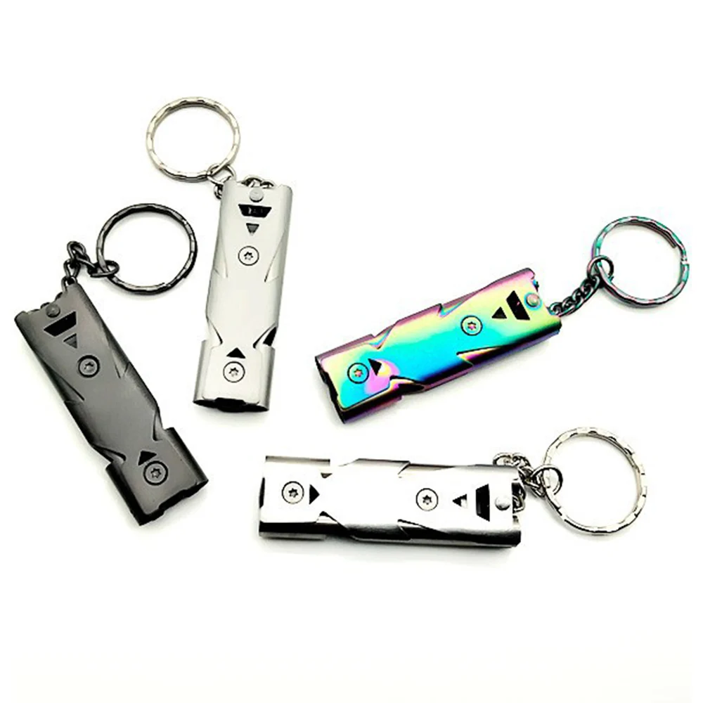 Survival Whistle Double-Barreled Blasts Sound Outdoor For Help Stainless Steel High Frequency Earthquake Jiu She |
