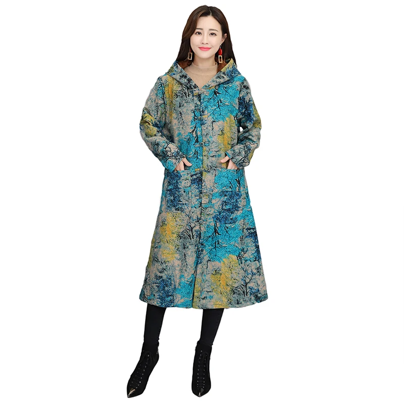 Женская ветровка в стиле ретро длинная хлопковая куртка с капюшоном и застежкой