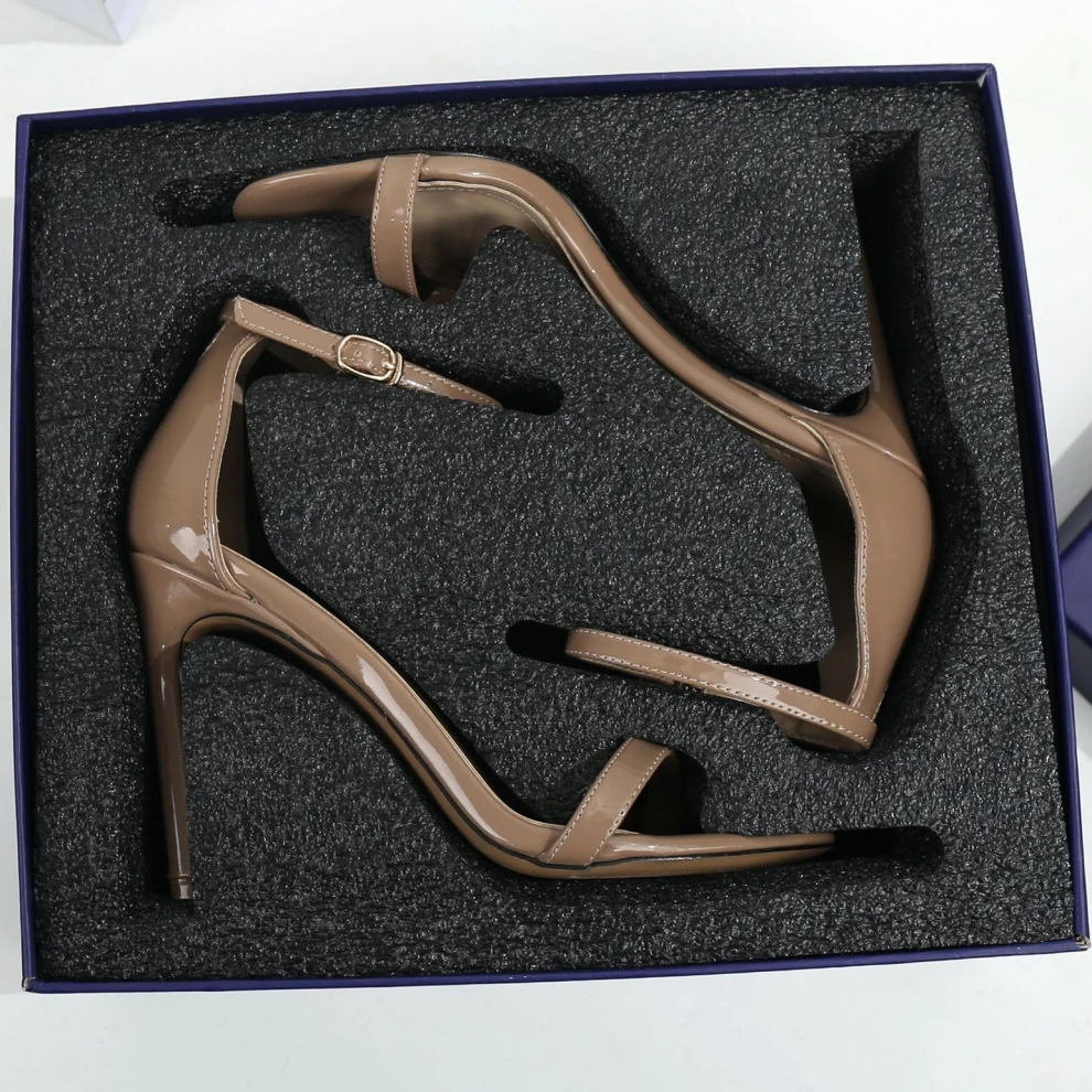 Сандалии женские на высоком каблуке босоножки тонком кожаные туфли лодочки с