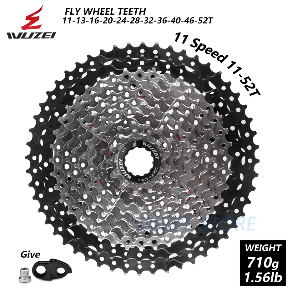 WUZEI 8 S/9 S/10 S/11 S/12 S кассета 32/36/40/42/46/50T Сталь mtb горный велосипед свободного хода Совместимость Shimano - Color: 11S 11-52T Extended