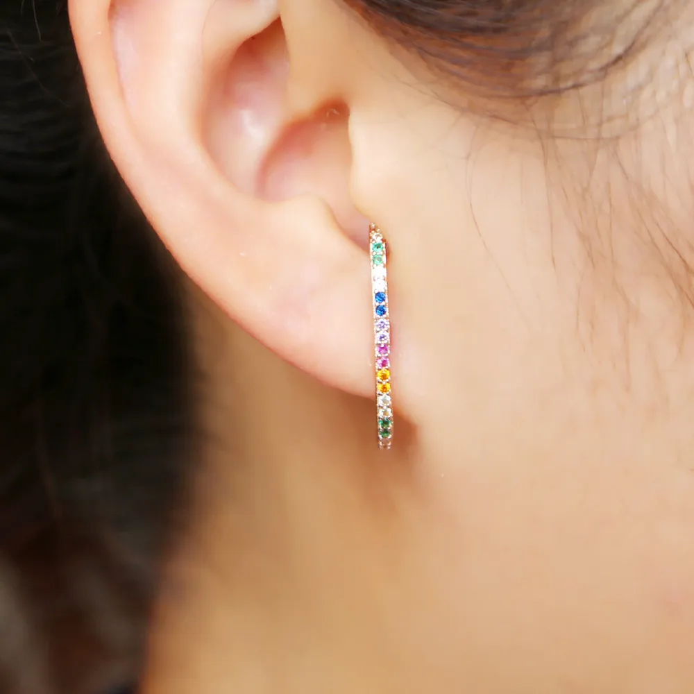 Женские серьги в виде радуги длинные гвоздики из стерлингового серебра 925 пробы с