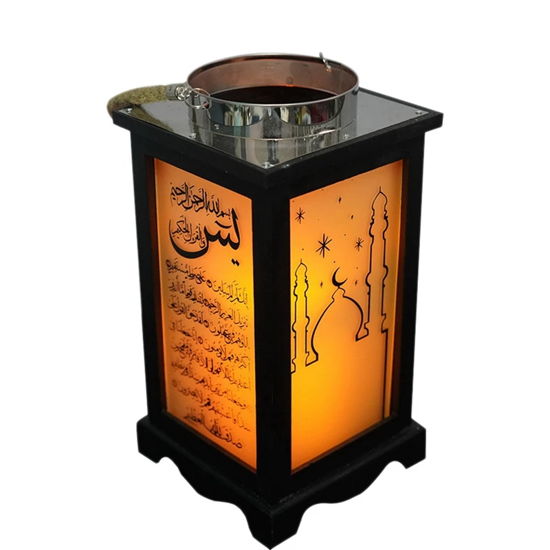 

Деревянный Мусульманский Коран, имитация свечи, светодиодный светильник онарь, Рамадан, Коран, узор, светящийся ИД, Мубарак, Lslamic, декоративн...