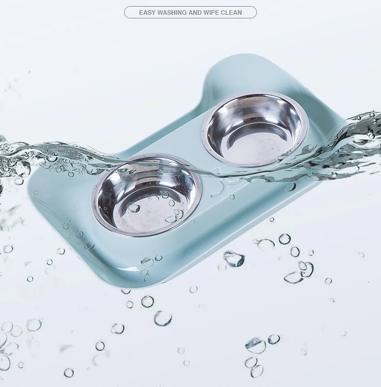 

1Pc Durable Double Stainless Steel Dog Cat Bowls with Non-spill & Non-skid Design for Pet Food and Water Elevated Feeder