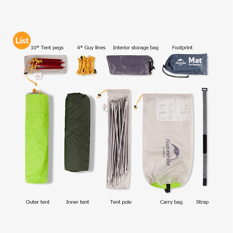 Naturehike NH17T007-M Mongar 20D нейлон двухслойные водонепроницаемый 2 для мужчин два человека палатка 3 сезона для кемпинга альпинизмом