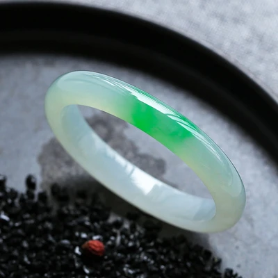 

Натуральный бирманский изумрудно-ледяной зеленый двухцветный браслет 54-64 мм элегантное ювелирное изделие принцессы отправка маме подруге