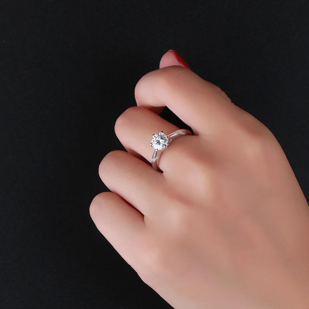 YDBS 14k белое золото 1ct лабораторные выращенные бриллианты муассаниты 6 зубцов