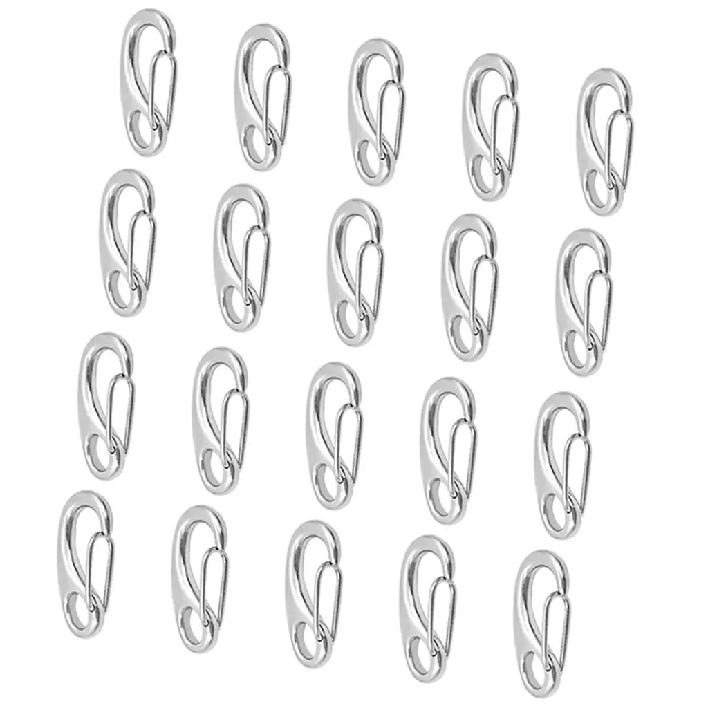 

20x Silver Heavy Duty Stainless Steel 316 Spring Snap Hook Clip Keychain