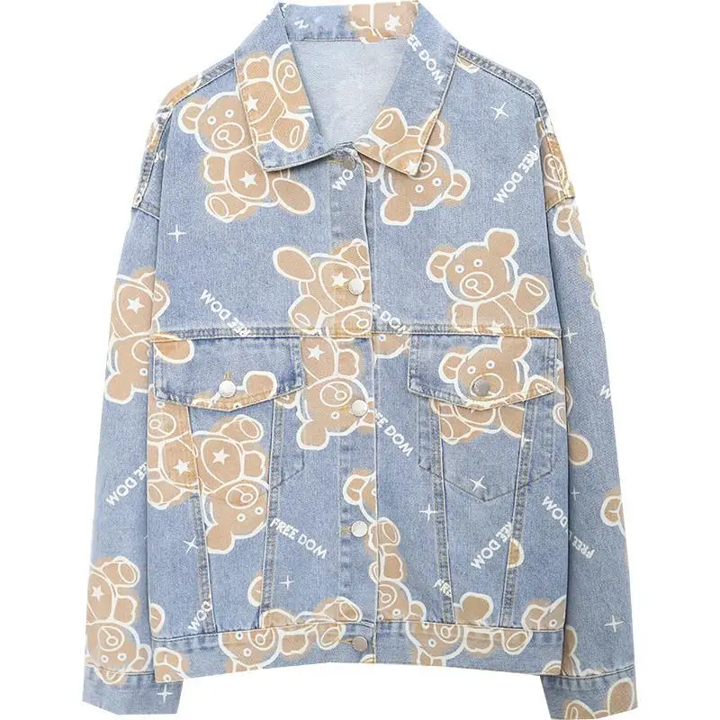

2021 Spring and Autumn Fashion Cartoon Cowboy Women's Coat