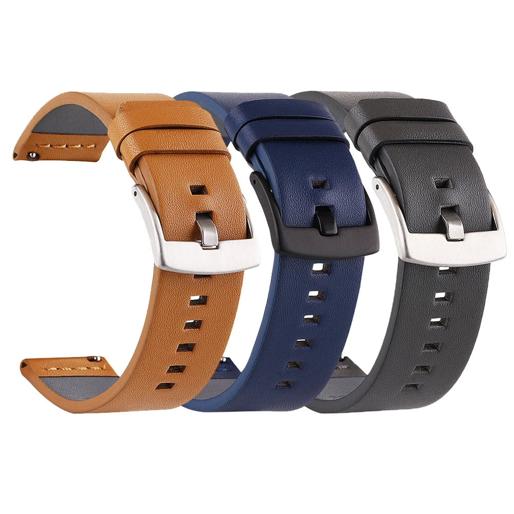 Ремешок из натуральной кожи для Samsung Galaxy Watch 42 мм 46 Active2 браслет Amazfit GTR/Bip 18 20 22 24