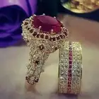 Великолепные Свадебные кольца с кристаллами для женщин 2 шт.компл. Роскошные романтические женские обручальные кольца с цирконом класса ААА модные Подарочные ювелирные изделия для вечерние Ринок