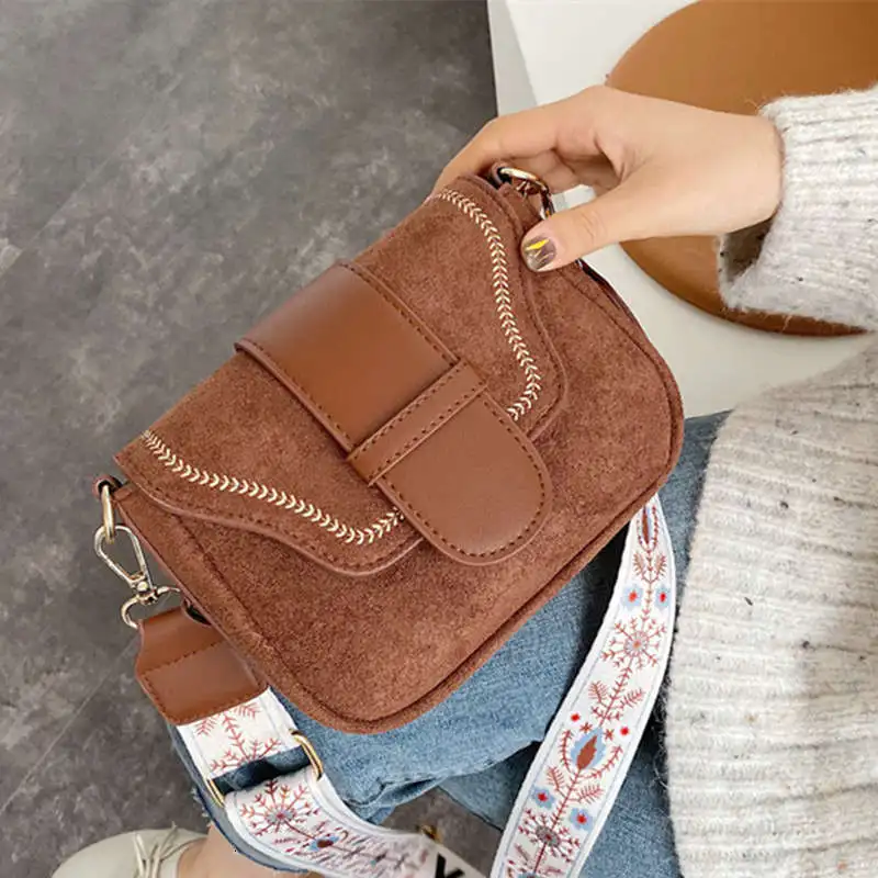 Замшевые женские сумки через плечо с клапаном новинка 2020 женская сумка модная