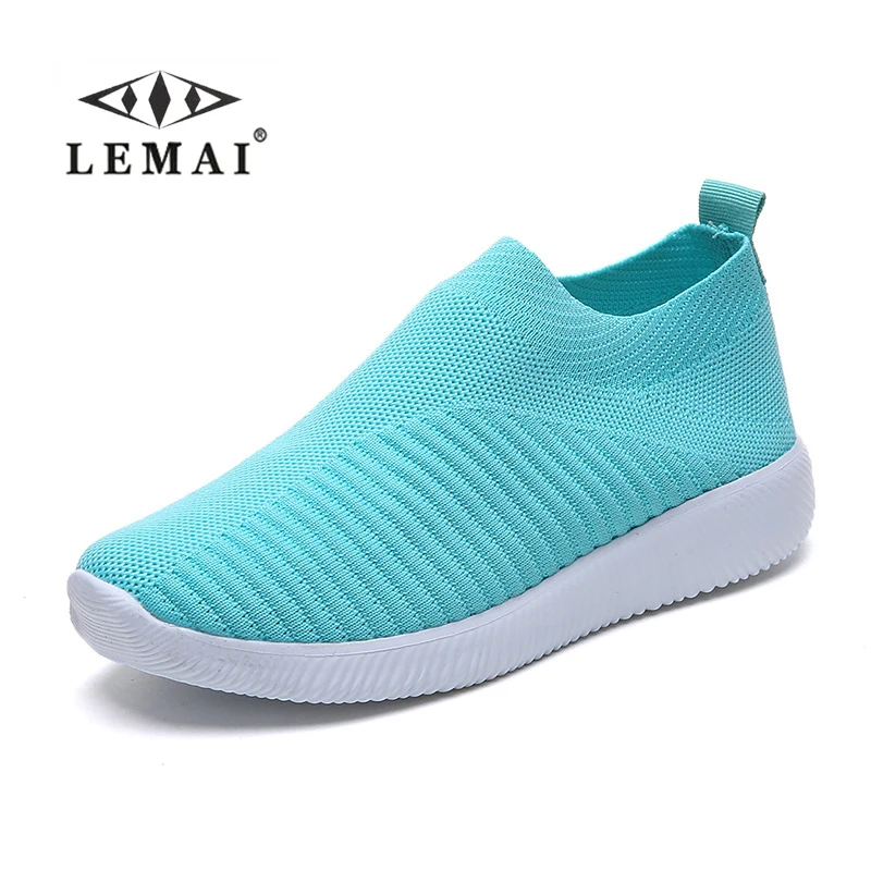 LEMAI для женщин Большие размеры весенние кроссовки с вязаным женская обувь CREEPERS на