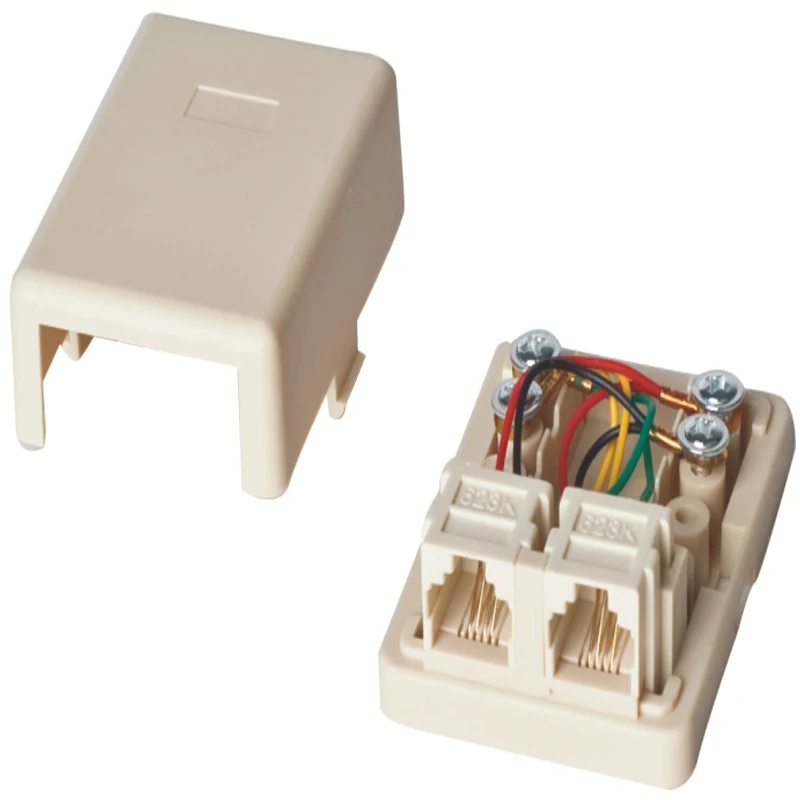 Двойной порт 6P4C RJ11 розетка 2 телефонная поверхность коробка|Компьютерные кабели