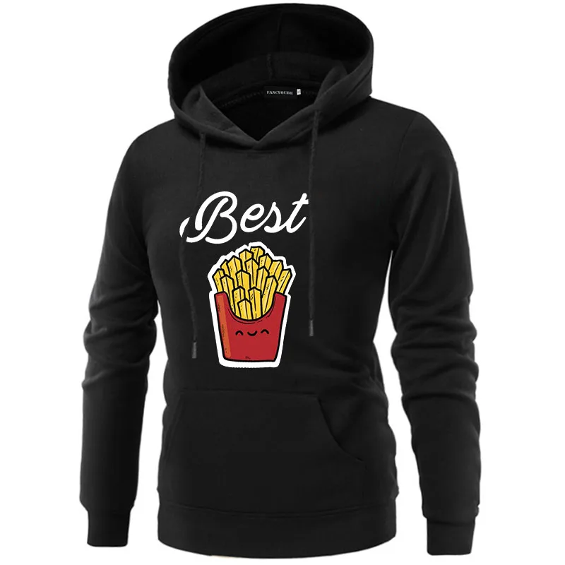 Модные толстовки Best Friends, осенне-зимние женские толстовки с капюшоном и длинным рукавом, женские пуловеры с принтом гамбургера и молока