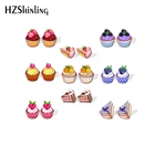 2021 новые серьги-гвоздики в виде фруктового торта, сладкие кексы, серьги из акриловой смолы эпоксидная смола, ювелирные подарки ручной работы