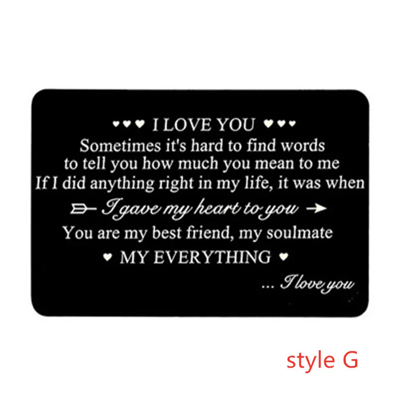 G New Year Love Note Boyfriend Gifts Engraved Wallet Cards Inserts Anniversary Gifts party favors Christmas Gifts for Husband Men - Цвет: G