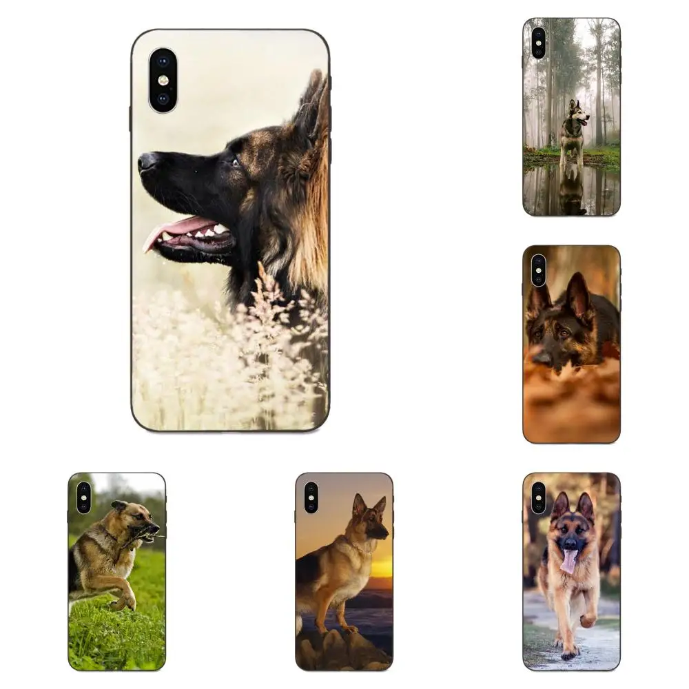 Мягкий Силиконовый ТПУ Черный чехол с рисунком щенков немецкой овчарки для Apple