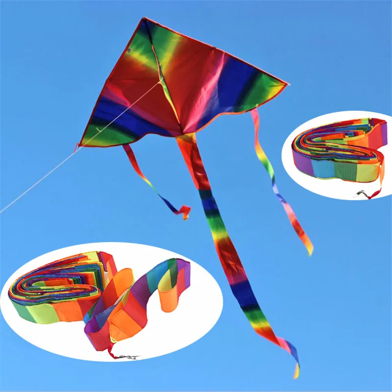 

3D Tube Colorful Kite Long Tail Floating Rainbow Floating Tailband Kids Flying Toy Plane Tail Kite Accessories
