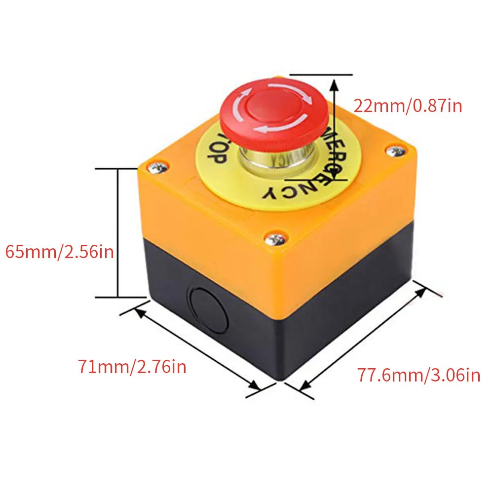 

Emergency Stop Push Button 22mm Red Sign Mushroom Push Switch AC 660V 10A Self Locking Stop Station Hand-Held Stop Button 2PCS