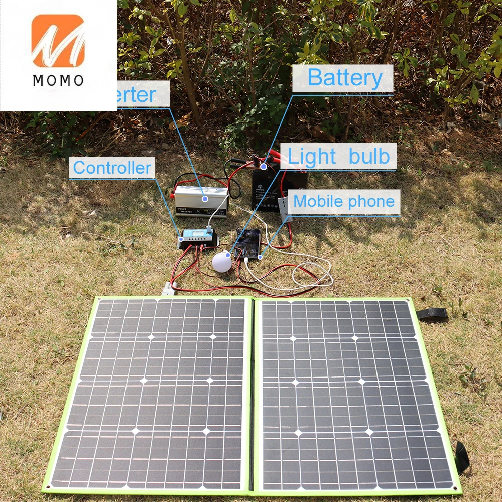 Murah Pengisi Daya Baterai Ponsel Portabel Lipat Lengkap Kit 12V 100W Panel Surya Untuk Mobil Perahu Mendaki Berkemah Powerbank