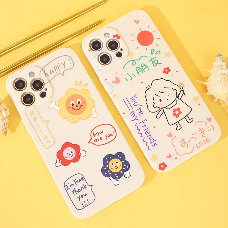 

Hot Kawaii Phone Cases For iPhone 11 Case Anime for Women X XS XR 12 13 Pro Max Mini Case Cartoon Phone Full Cover Free Shipping