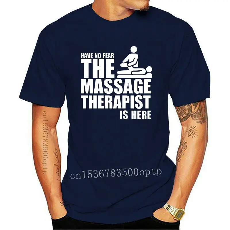 

Мужская футболка с принтом «Не бойтесь, массажист здесь», модная летняя новая хлопковая Футболка с круглым вырезом и короткими рукавами, за...