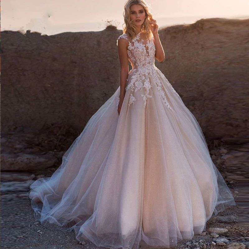 

Wedding Dresses Off The Shoulder 3D Floral Lace Appliques Bridal Dress White For Women Slit Garden Wedding Gown vestido de noiva