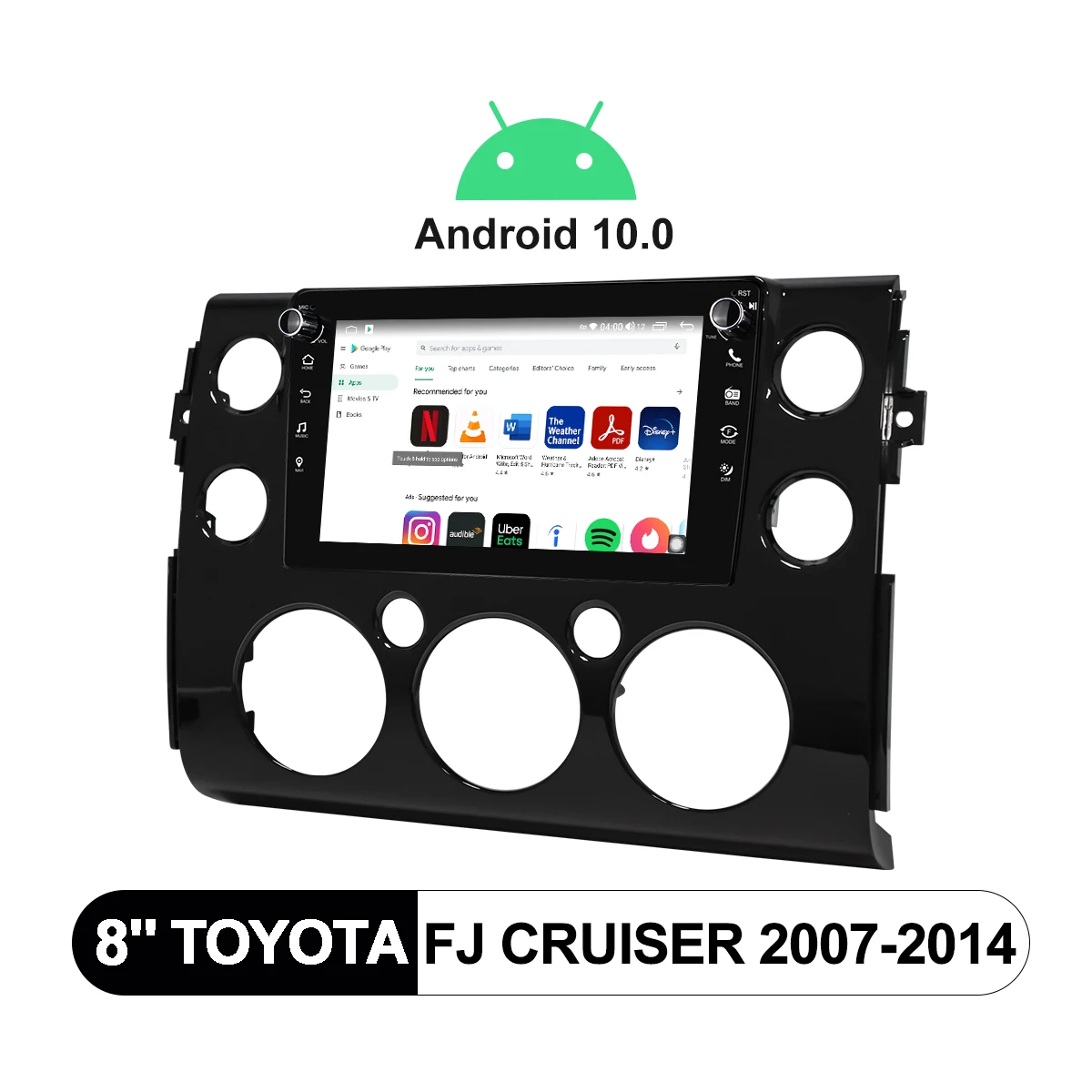 저렴한 무선 카플레이 자동차 멀티미디어 플레이어, 라디오 테이프 레코더 1 Din 8 인치, 토요타 FJ 크루저 2007-2014 안드로이드 10 차량 음악 시스템